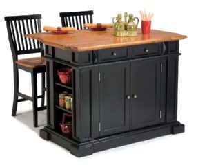 Black kitchen island completed by back chairs 2